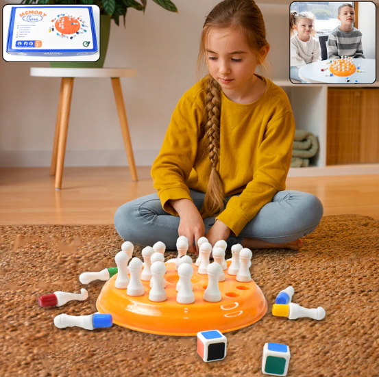Memory Chess Game – Plastic Brain Teaser with 24 Colorful Pegs