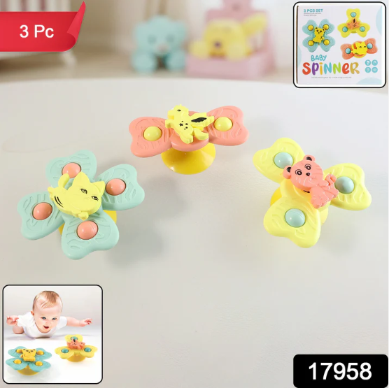 Baby Spinner Toy Set – 3-Pc Suction Cup Spinning Toys for Sensory Play - Image 2