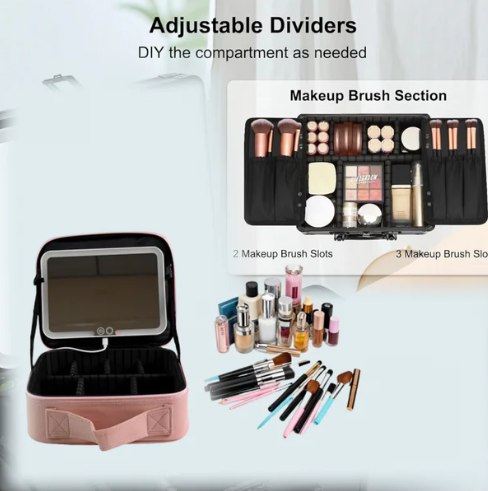 LED Makeup Organizer Box – Touch Sensor Mirror & USB Rechargeable