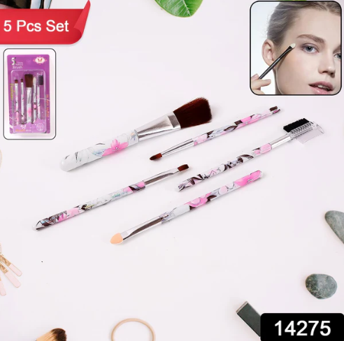 Makeup Brush Set – 5-Piece Floral Face, Eyes & Lips Kit