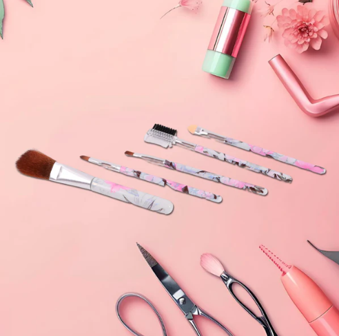 Makeup Brush Set – 5-Piece Floral Face, Eyes & Lips Kit