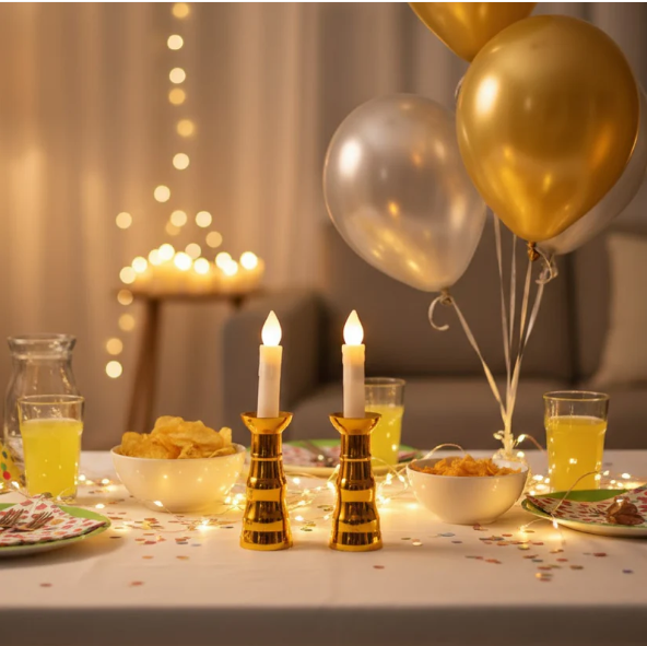 Flameless LED Candle Lights – Gold Base, Suction Cups | Styleva