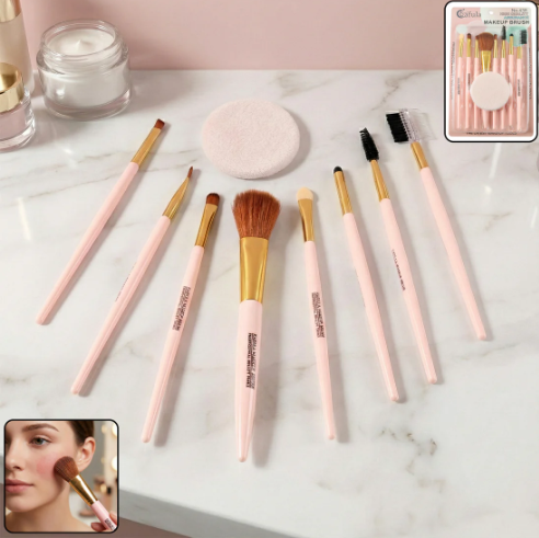 Professional Makeup Brush Set 9-in-1 – Complete Face & Eye Kit