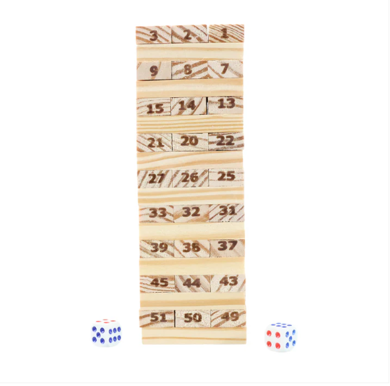 Tumbling Tower Wooden Blocks – 54-Piece Numbered Game Set - Image 5
