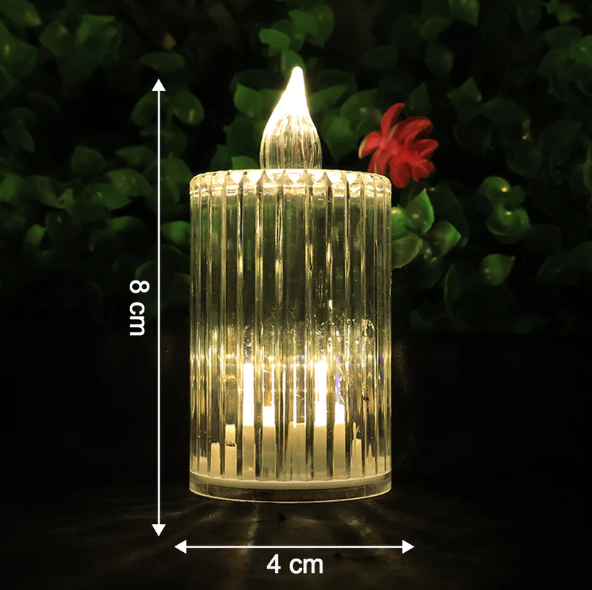 LED Flameless Candle Lights – Premium Crystal Effect, Set of 8