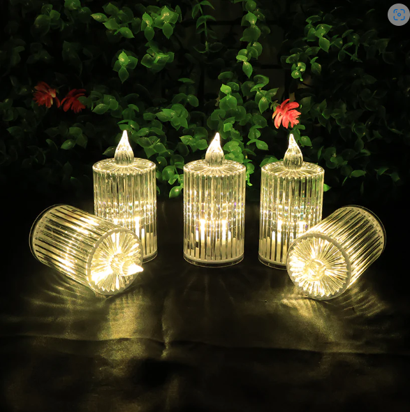 LED Flameless Candle Lights – Premium Crystal Effect, Set of 8