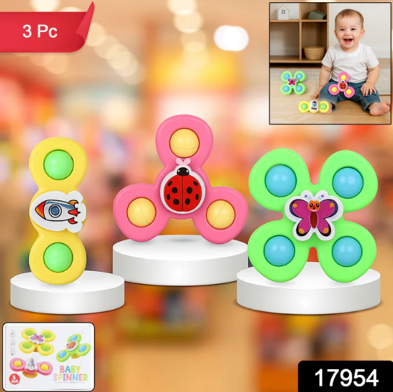 Baby Spinner Toy Set – 3 Pc Sensory Spin Toys with Suction Cups