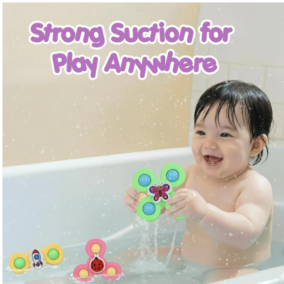 Baby Spinner Toy Set – 3 Pc Sensory Spin Toys with Suction Cups - Image 2
