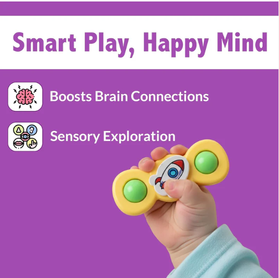 Baby Spinner Toy Set – 3 Pc Sensory Spin Toys with Suction Cups - Image 3