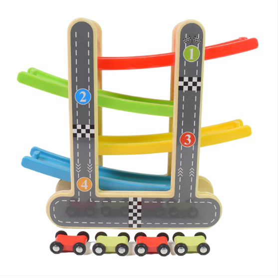 Wooden Race Track – 4-Level Car Ramp Set for Toddlers | Action Legion - Image 4