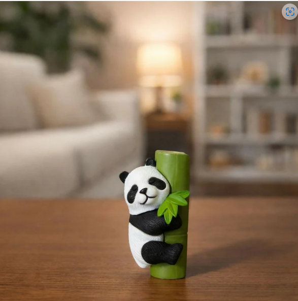 Sleeping Panda Showpiece – Cute Mini Bamboo Resin Figurine