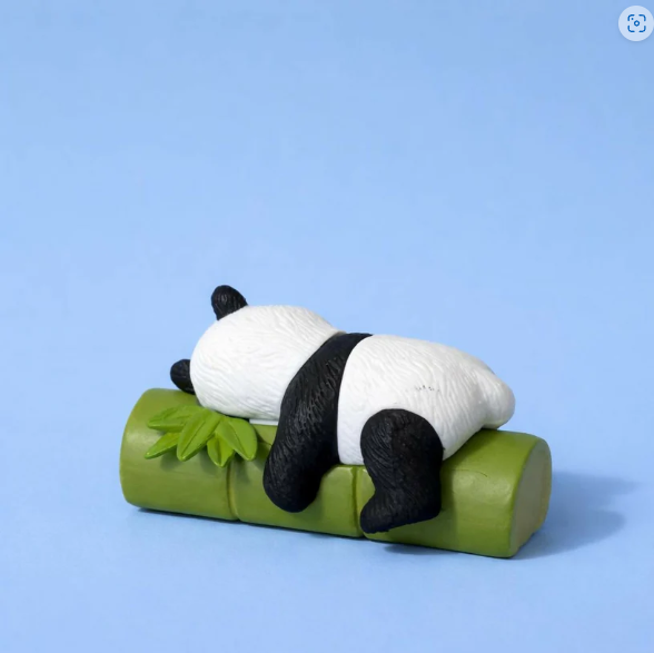 Sleeping Panda Showpiece – Cute Mini Bamboo Resin Figurine