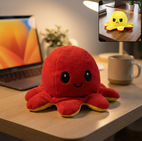Reversible Octopus Plush Toy – Express Moods with Soft Comfort
