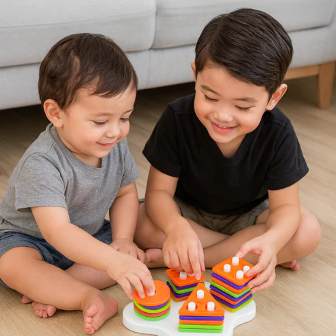 Geometric Stacking Sorter Toy – Toddler Shape Learning & Skills