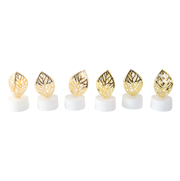 Leaf Shaped Flameless LED Candles – Elegant Decorative Set of 12