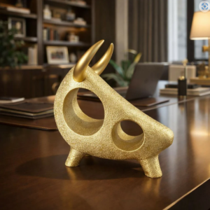 Modern Bull Sculpture – Contemporary Abstract Resin Decor