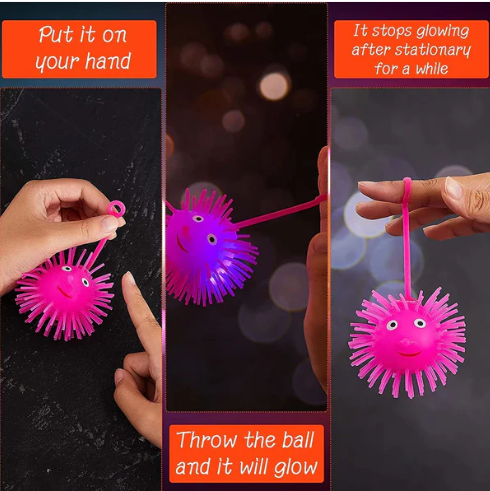 LED Spiky Puffer Ball – Soft Light-Up Stress Relief Toy