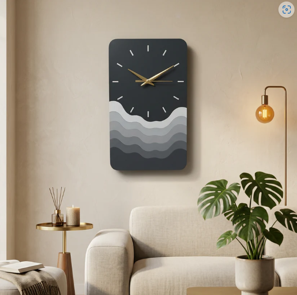 Modern Minimalist Wave Wall Clock – Sleek & Silent Decor