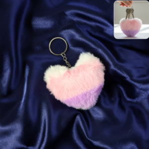 Plush Heart Keychain – Soft & Durable Pink Purple Accessory