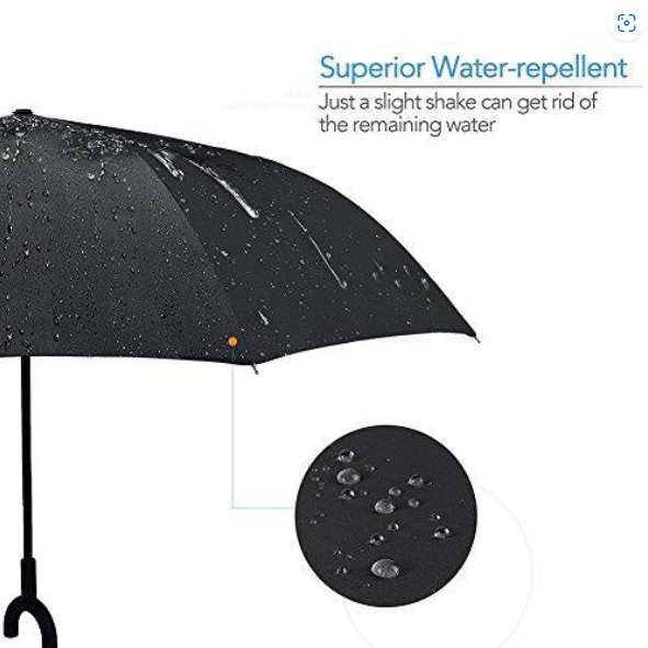 Windproof Reverse Umbrella – C-Handle, Upside Down Design | DrizzlePro