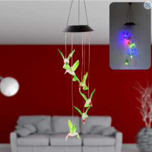 Solar Hummingbird Wind Chimes – Colorful LED Garden Decor