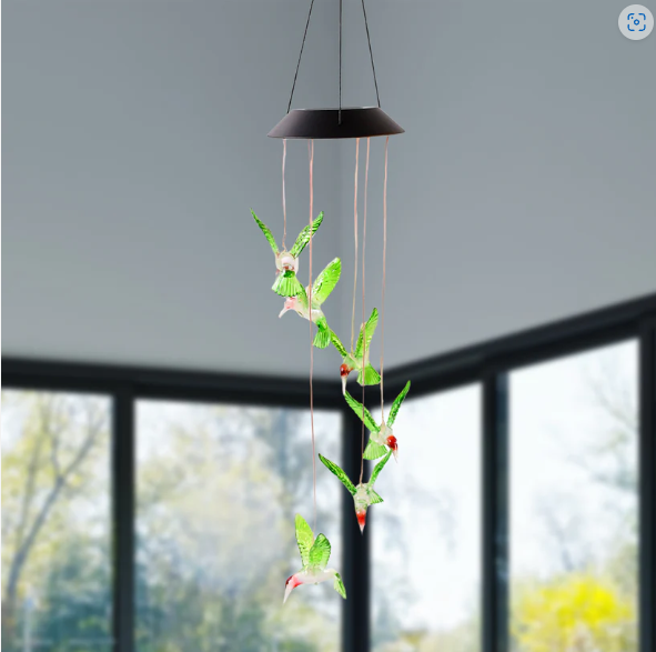 Solar Hummingbird Wind Chimes – Colorful LED Garden Decor