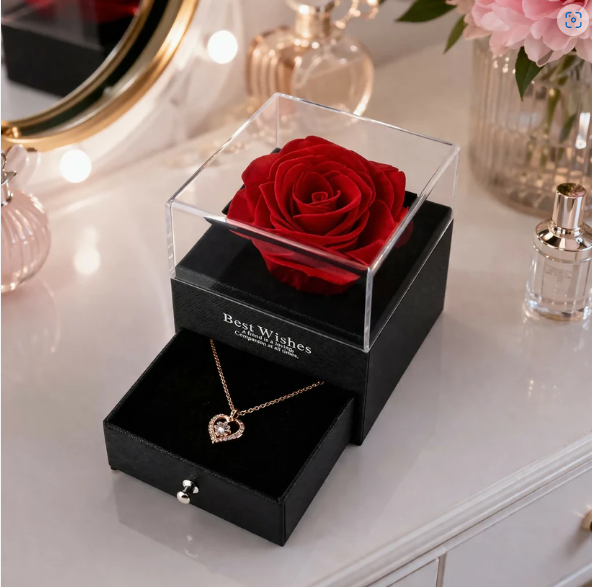 Eternal Rose Gift Box – Symbol of Everlasting Love with Necklace
