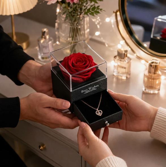 Eternal Rose Gift Box – Symbol of Everlasting Love with Necklace