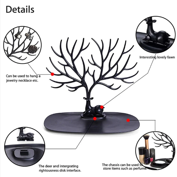 Deer Shaped Jewellery Holder – Elegant Antler Tree Organizer