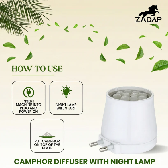 Kapoor Dani – Safe Electric Wooden Camphor Burner & Night Lamp - White