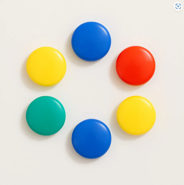Magnetic Symbols – Set of 6 Vibrant Round Office Magnets