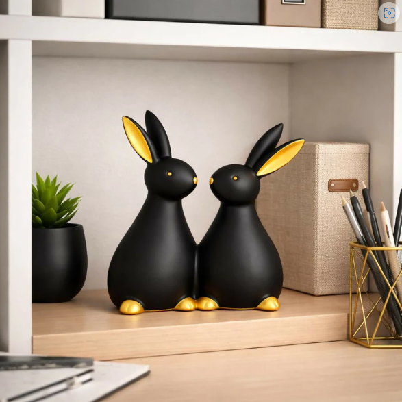Rabbit Showpiece – Elegant Gold Accents & Modern Decor