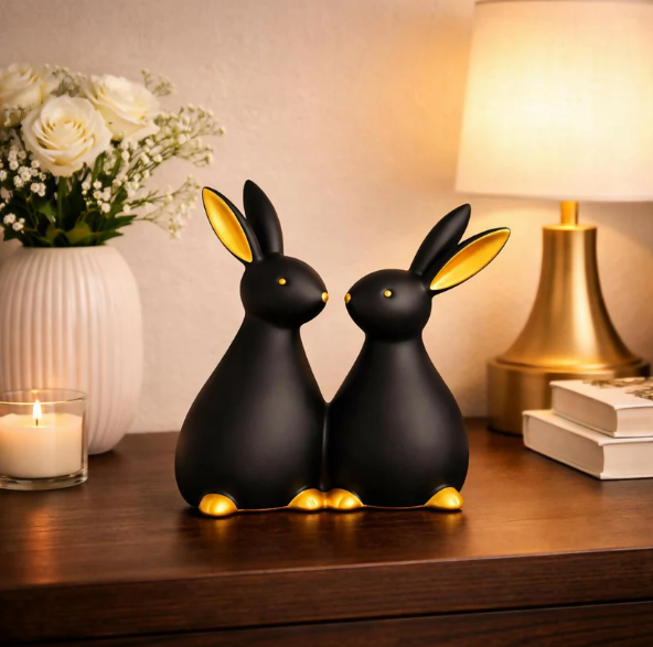 Rabbit Showpiece – Elegant Gold Accents & Modern Decor