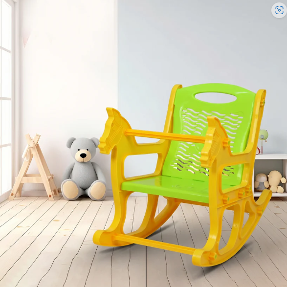Kids Plastic Horse Rocking Chair, Baby Rocker Seat with Backrest (1 Pc)