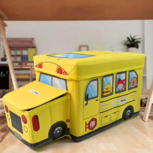 School Bus Toy Storage Box – Foldable & Portable Organizer | Dollamis