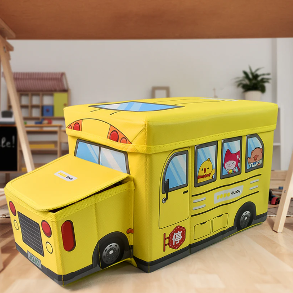 School Bus Toy Storage Box – Foldable & Portable Organizer | Dollamis