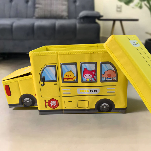 School Bus Toy Storage Box – Foldable & Portable Organizer | Dollamis