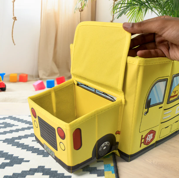 School Bus Toy Storage Box – Foldable & Portable Organizer | Dollamis