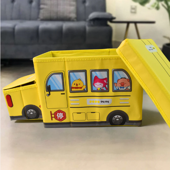 School Bus Toy Storage Box – Foldable & Portable Organizer | Dollamis