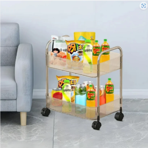 2 Layer Storage Trolley with Wheels – Compact & Movable Organizer