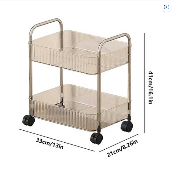 2 Layer Storage Trolley with Wheels – Compact & Movable Organizer