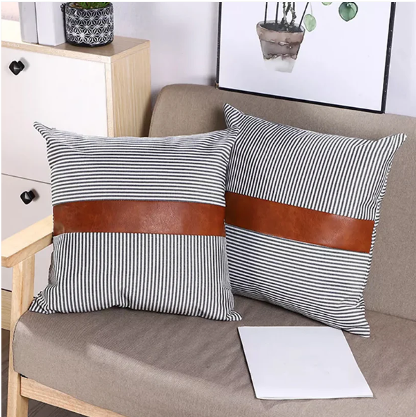 Leather & Cotton Pillow Covers – 20x20 Inch (2-Pack) | Styleva