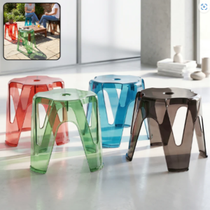 Transparent Plastic Stool Set – Indoor Outdoor Stackable 4 Pc