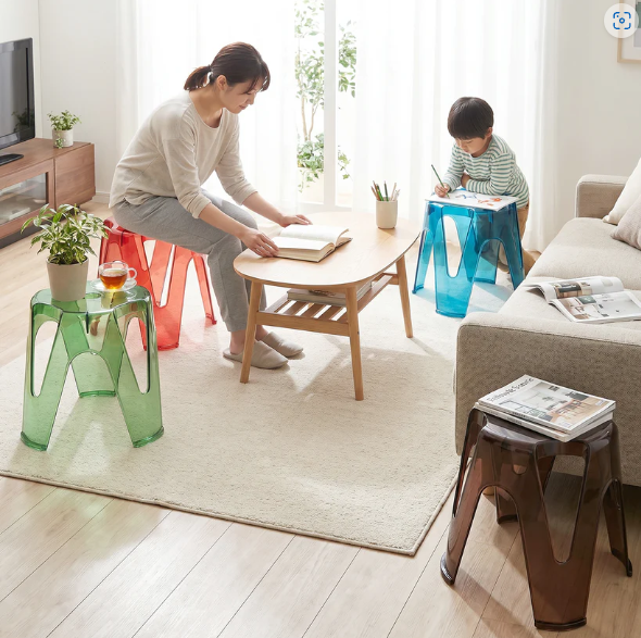 Transparent Plastic Stool Set – Indoor Outdoor Stackable 4 Pc