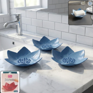 Lotus Blossom Soap Holder Set – 3-Piece Fast Drain Soap Dish