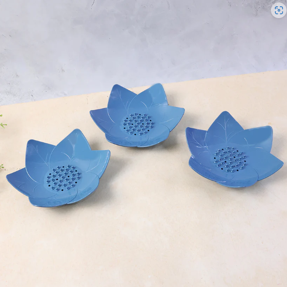 Lotus Blossom Soap Holder Set – 3-Piece Fast Drain Soap Dish