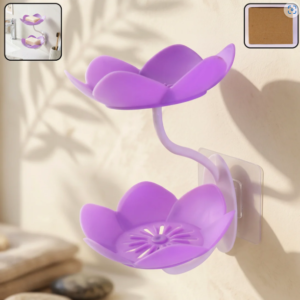 Flower Shape Double Layer Soap Dish – Wall Mount, Self Draining