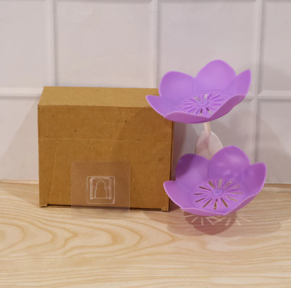 Flower Shape Double Layer Soap Dish – Wall Mount, Self Draining