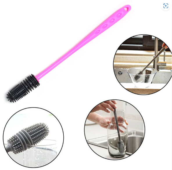 Bottle Cleaning Brush – Long Handle Silicone for Narrow Neck | Velvet Wipe