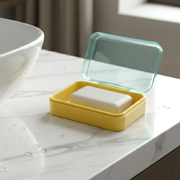 Plastic Soap Case with Cute Smiley Design – Travel Friendly & Hygienic